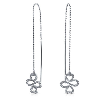 Ayllu Amulet Dangle Chandelier Earrings with Infinity Clover Pave CZ in Sterling Silver