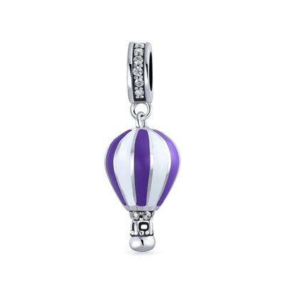 Vacation Travel Crystal Hot Air Balloon Dangle Charm Bead for European Bracelet
