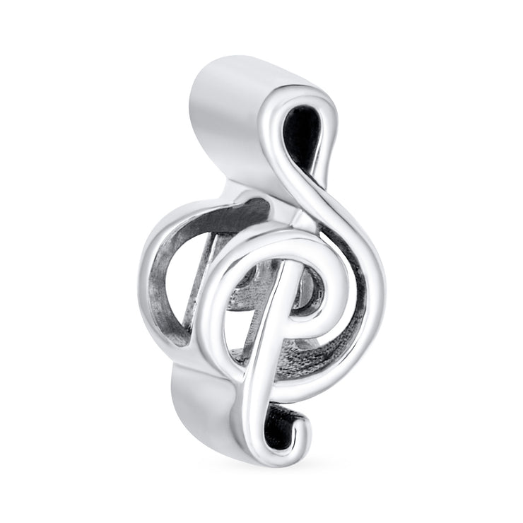 Set of 2 Sterling Silver G Clef Musician Charm Bead for European Bracelets