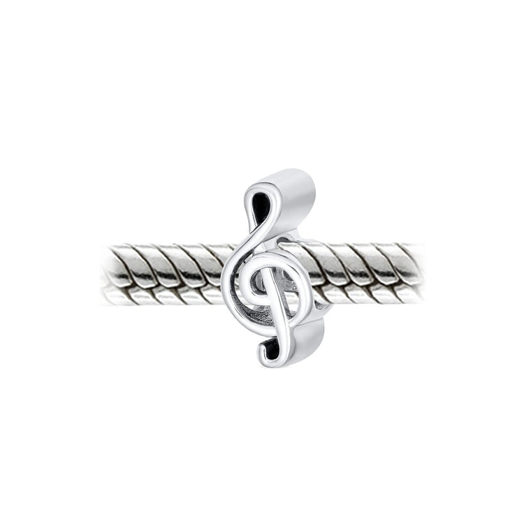 Set of 2 Sterling Silver G Clef Musician Charm Bead for European Bracelets