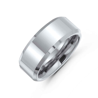 Polished Couples Wedding Band Titanium Rings Beveled Edge 8MM