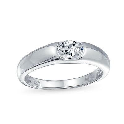 Modern Minimalist .50 CT CZ Round Solitaire Engagement Ring in Sterling Silver