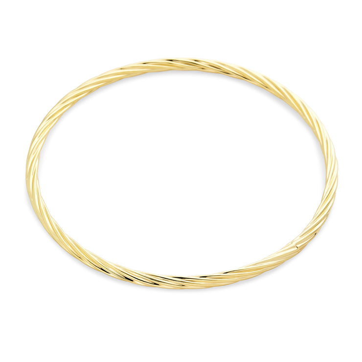 Set of 3 Simple Thin Twist Stacking Bangle Round Yellow Gold Plated 2.5MM