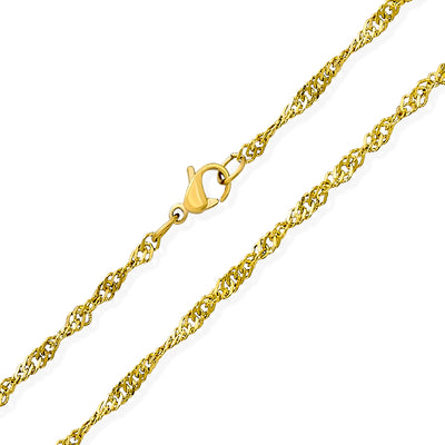 Singapore Twisted Rope Singapore Chain Gold Plated Stainless Steel