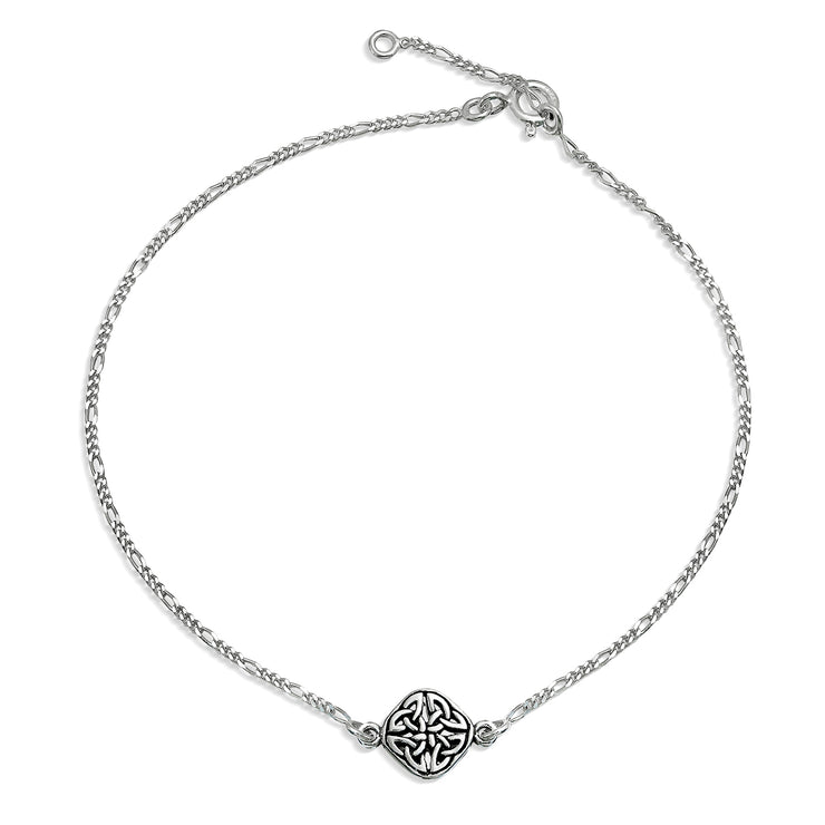 Celtic Love Knot Triquetra Knot Anklet Sterling Silver 9 to 10 In