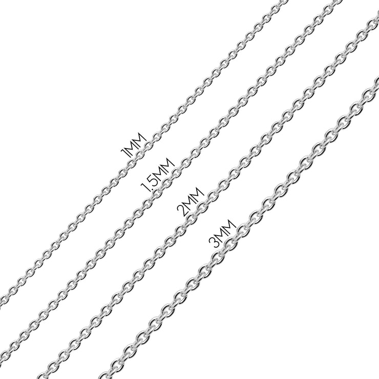 Unisex Thin 2.5MM Silver Gold Black Stainless Steel Rolo Chain Necklace 16-24 Inch