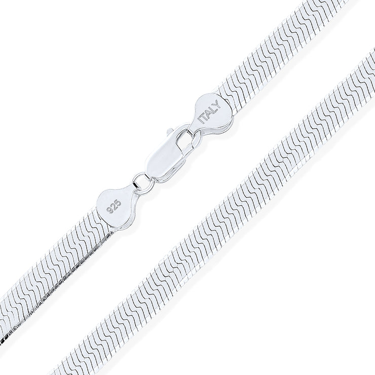 Herringbone Flat Snake Chain 080 Gauge Necklace .925 Sterling Silver