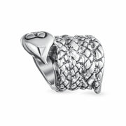 Coil Garden Snake Charmer Charm Bead Oxidized .925Sterling Silver