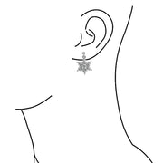 Christmas Snowflake Pendant Necklace Earring Set Crystal Silver Tone