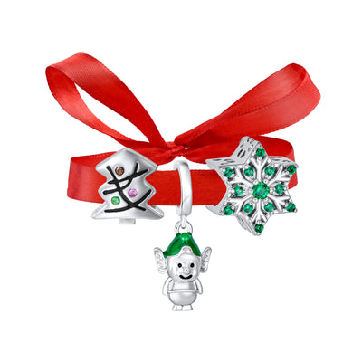 Christmas Charm Bead Green Elf Santa Helper Enamel for European Bracelet