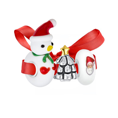 Christmas Charm Bead Santa Tree Snowman for European Bracelet Sterling Silver