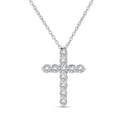 Bridal Necklace Minimalist Sterling Silver Cross Pendant with Cubic Zirconia