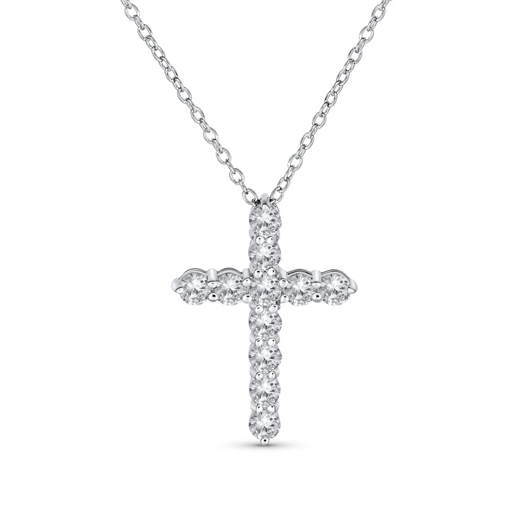 Bridal Necklace Minimalist Sterling Silver Cross Pendant with Cubic Zirconia