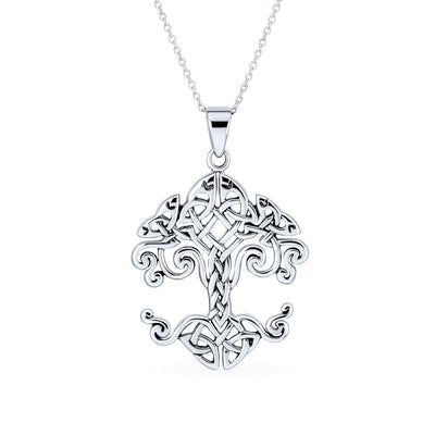 Rising Sun Celtic Knot Tree Of Life Pendant Necklace in Sterling Silver