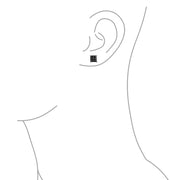 Geometric Black Square Princess Cut CZ Stud Earrings for Men in Sterling Silver