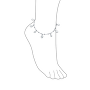 Virgin Mary Medallion Dangle Charm Anklet .925 Sterling Silver Long