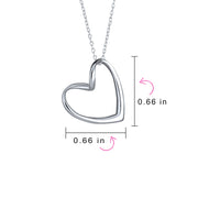 Floating Open Heart Pendant Necklace For Women .925 Sterling Silver