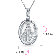 Lady of Guadalupe Holy Virgin Mary Medal Necklace Pendant .925 Silver