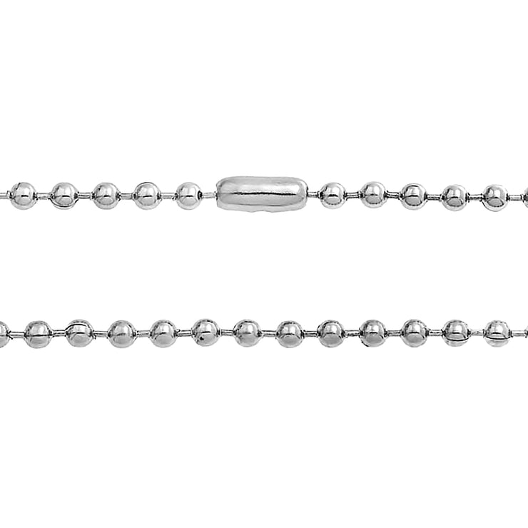 Shot Beaded Ball Chain Link 3MM Necklace Silver Tone Stainless Steel