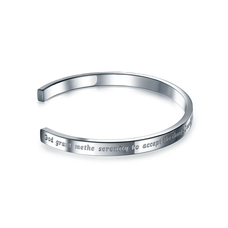 INSPIRATIONAL Words Serenity Pray Quote Cuff Bracelet Stainless Steel