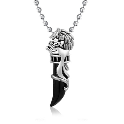 Wolf Black Fang Tooth Pendant Stainless Steel Pendant Necklace