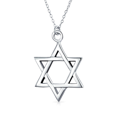 Unisex Judaica Hanukkah Open Magen Star of David Pendant Sterling Silver