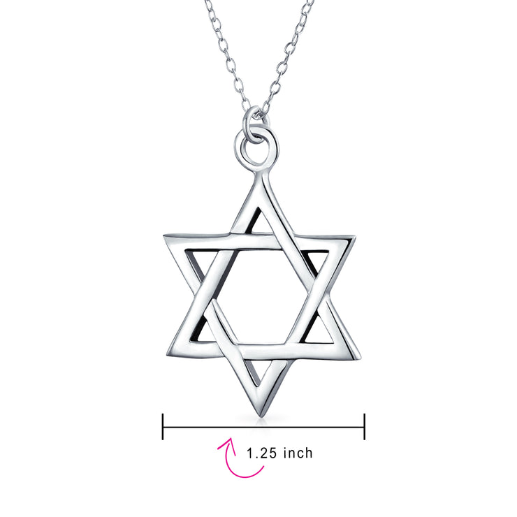 Star OF David Magen Jewish Pendant Necklace High Sterling Silver