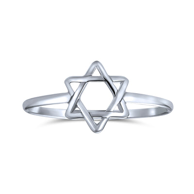 Midi Knuckle Thin 1MM Band Star Of David Ring .925 Sterling Silver