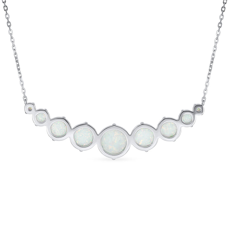 White Created Opal 9 Multi Round Circle Graduated Collar Necklace