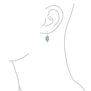 Abalone Gemstone Leaf Drop Dangle Lever back Earrings Sterling Silver