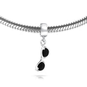 Set of 2 Black Movie Star Sunglasses and Sonoran Desert Cactus Charm Bead Silver