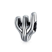 Set of 2 Black Movie Star Sunglasses and Sonoran Desert Cactus Charm Bead Silver