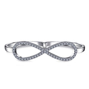 Boho Fashion CZ Pave Infinity Two Finger Ring .925 Sterling Silver