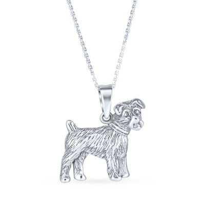 Terrier Puppy Pet Bone Dog Necklace BFF .925 Sterling Silver Necklace