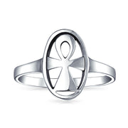 Eternal Key Of Life Ankh Cross Silver Ring For Men Sterling Signet