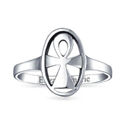 Eternal Key Of Life Ankh Cross Silver Ring For Men Sterling Signet