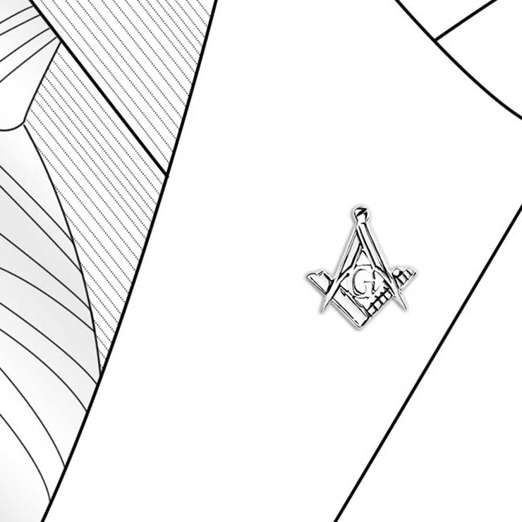 Set of 2 Tiny Masonic Freemason Stud Earrings and Brooch Pin Oxidized Silver