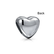 Set of 2 Simple Heart Bead Charm Sterling Silver for European Bracelet