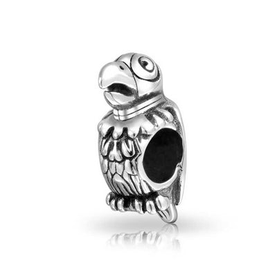 Pet Polly Tropical Bird Parrot Charm Bead .925Sterling Silver