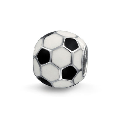 Player Sports Athletic Football Black White Soccer Mom Ball Charm Bead