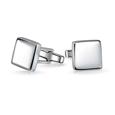 Monogram Initial Geometric Solid Square Sterling Silver Shirt Cufflinks Gift