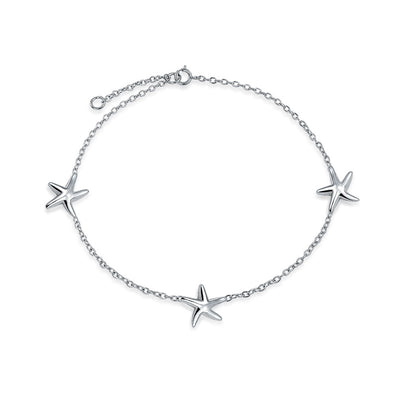 Delicate Nautical Vacation Starfish Bracelet .925 Sterling Silver 7"