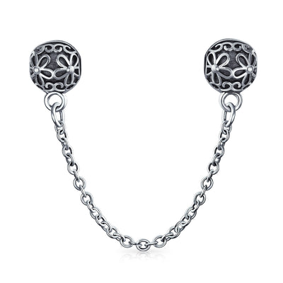 Daisy Chain Floral Bouquet Stopper Bead Charm .925 Sterling Silver