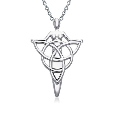 Irish Triquetra Celtic Danu Goddess Tree Protector Pendant Necklace Sterling Silver