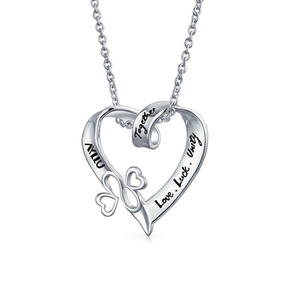 Ayllu Symbol BFF Love Luck Unity Open Ribbon Heart Pendant Necklace