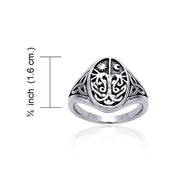 Celestial Celtic Sun Moon Tree Of Life Signet Silver Ring Antique Style Sterling