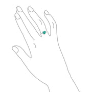 Delicate Blue Enhanced Turquoise Bezel Heart Ring .925 Sterling Silver