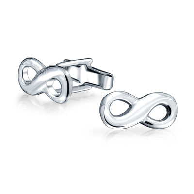 Infinity Symbol Eternal Love Cufflinks Groom Men .925Sterling Silver