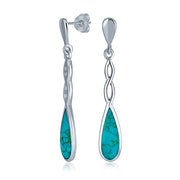 Infinity Teardrop Blue Turquoise Dangle Western Earrings .925 Silver