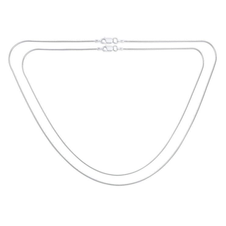 Set of 2 2MM Flexible Strong Snake Chain Necklace Sterling Silver 20 & 24 Inch